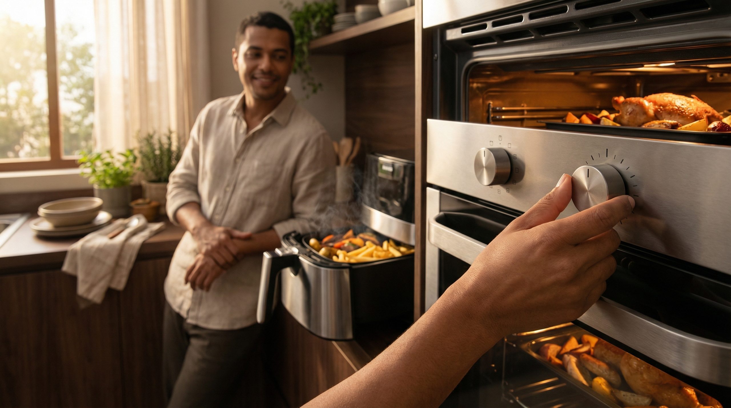 Ajuste o timer para Forno e Airfryer (cozinham sozinhos)