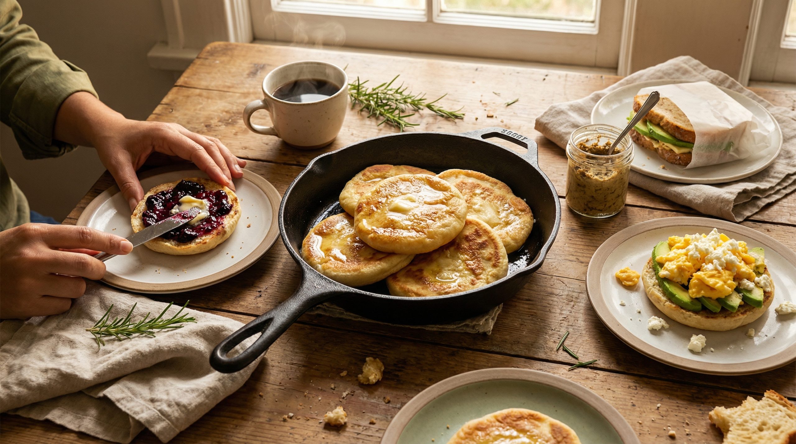 Pães de frigideira para Café e Lanches (doce ou salgado)