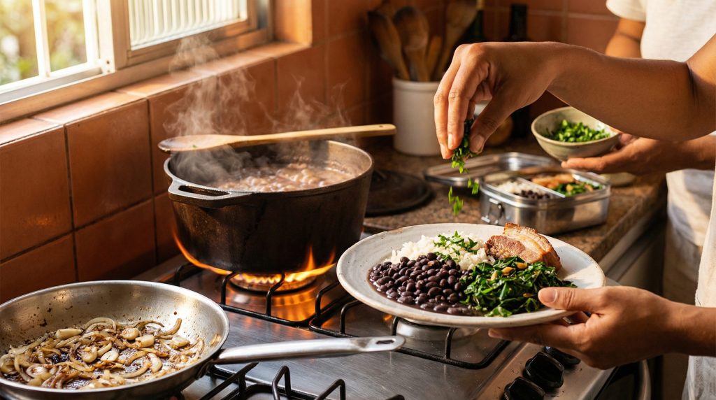 Chama média preserva o sabor deste Almoço Caseiro (suculento)