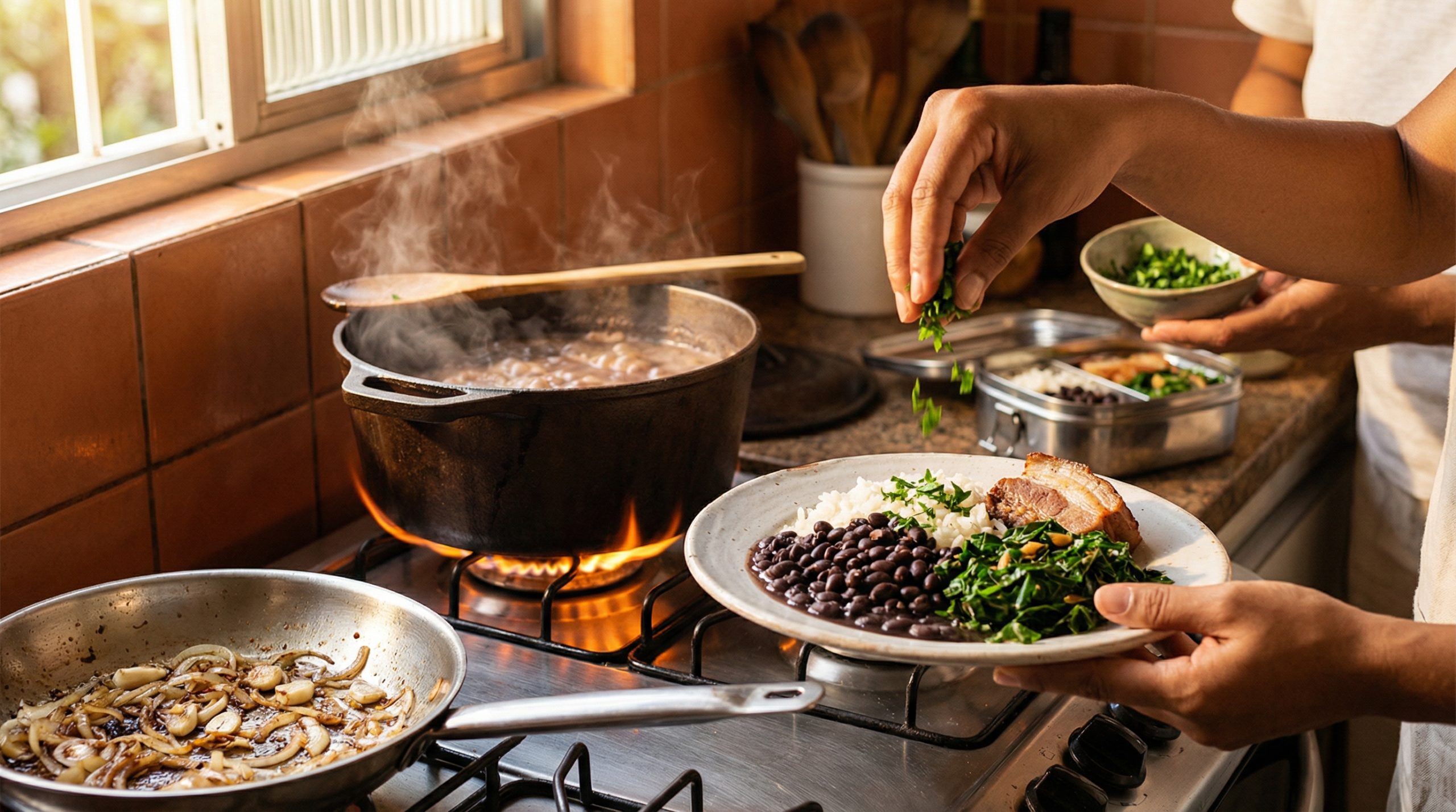 Chama média preserva o sabor deste Almoço Caseiro (suculento)