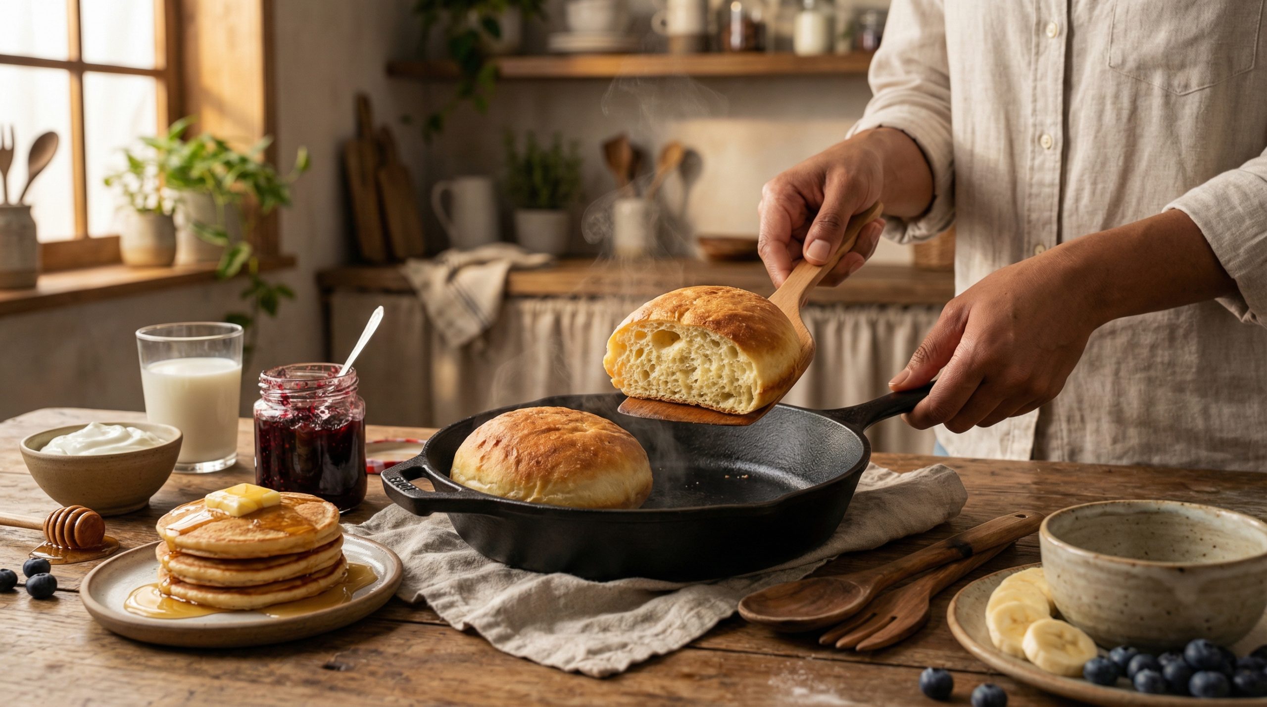 Pães na frigideira salvam seu Café e Lanches (bem fofos)
