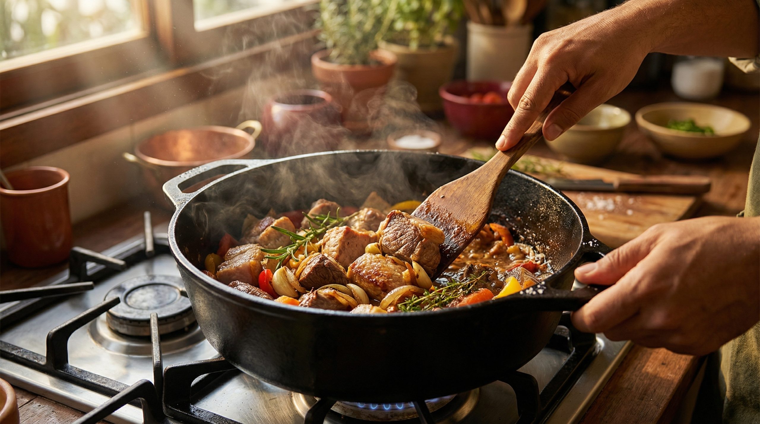 Doure a carne e finalize o prato na Uma Panela Só (rápido)