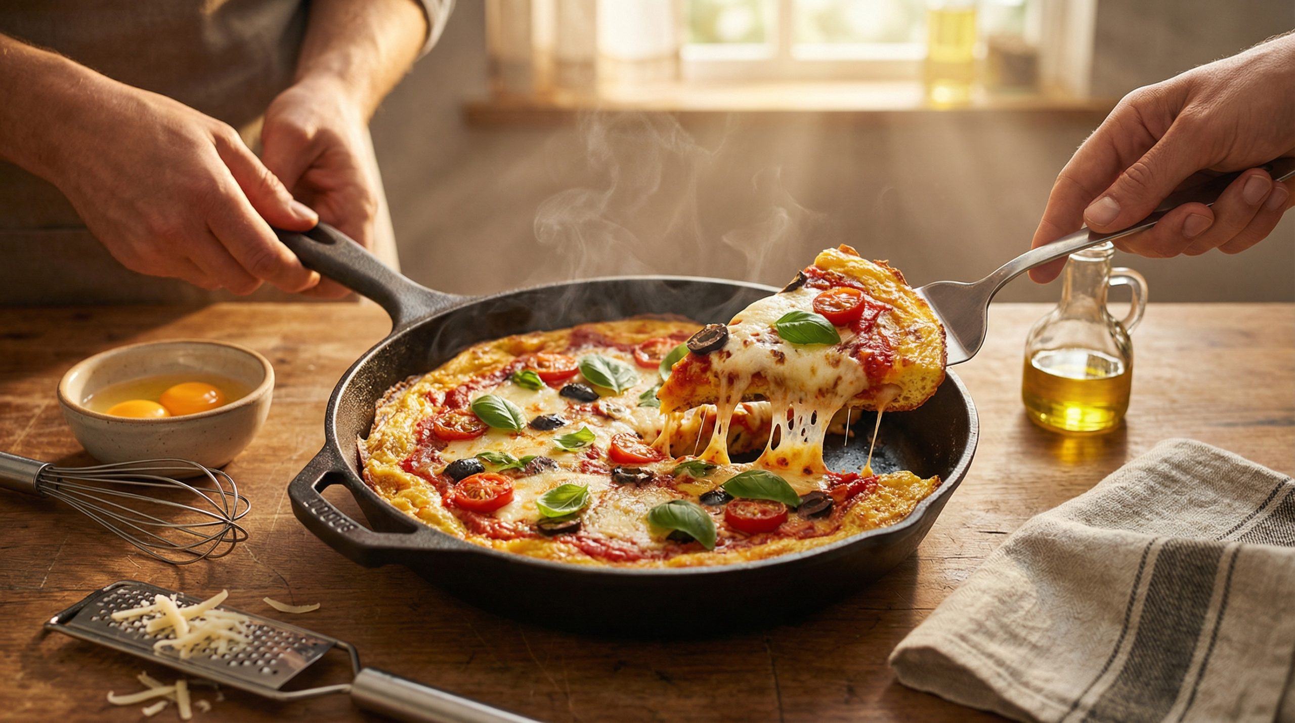 Pizza de Omelete no Jantar em Minutos (sem farinha)