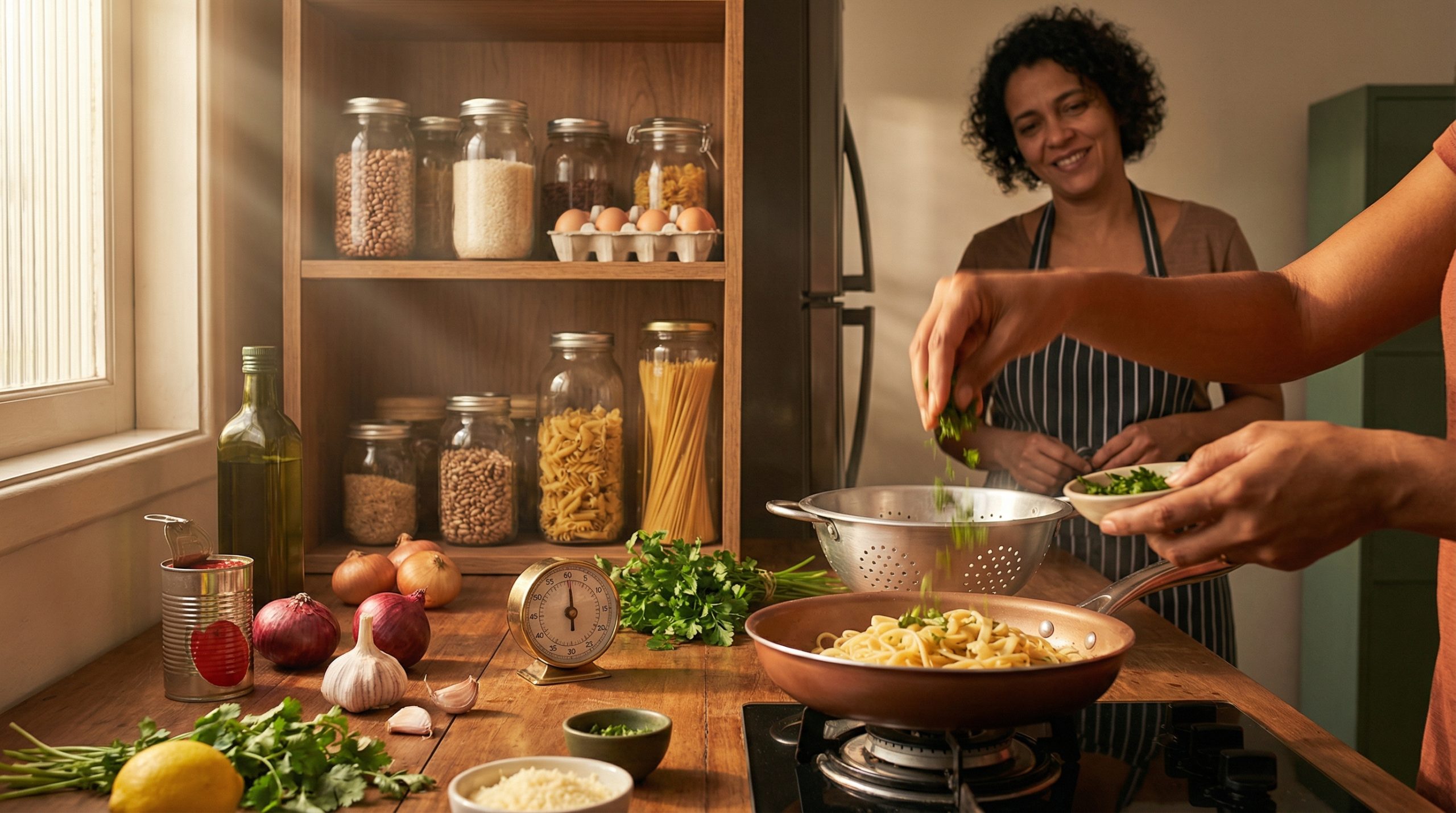 Estoque da despensa salva Jantar em Minutos (evite mercado)