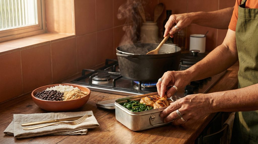 Fogo brando apura o sabor do Almoço Caseiro