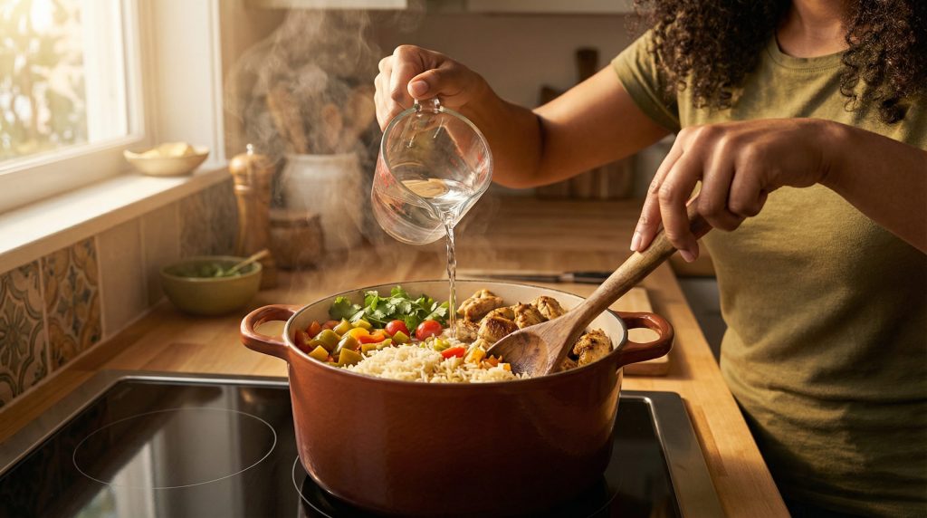 Calibre a água e o jantar não empapa na Uma Panela Só